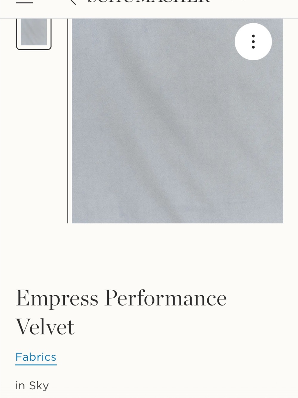 Schumacher Empress Performance Velvet Fabric — Sky Blue